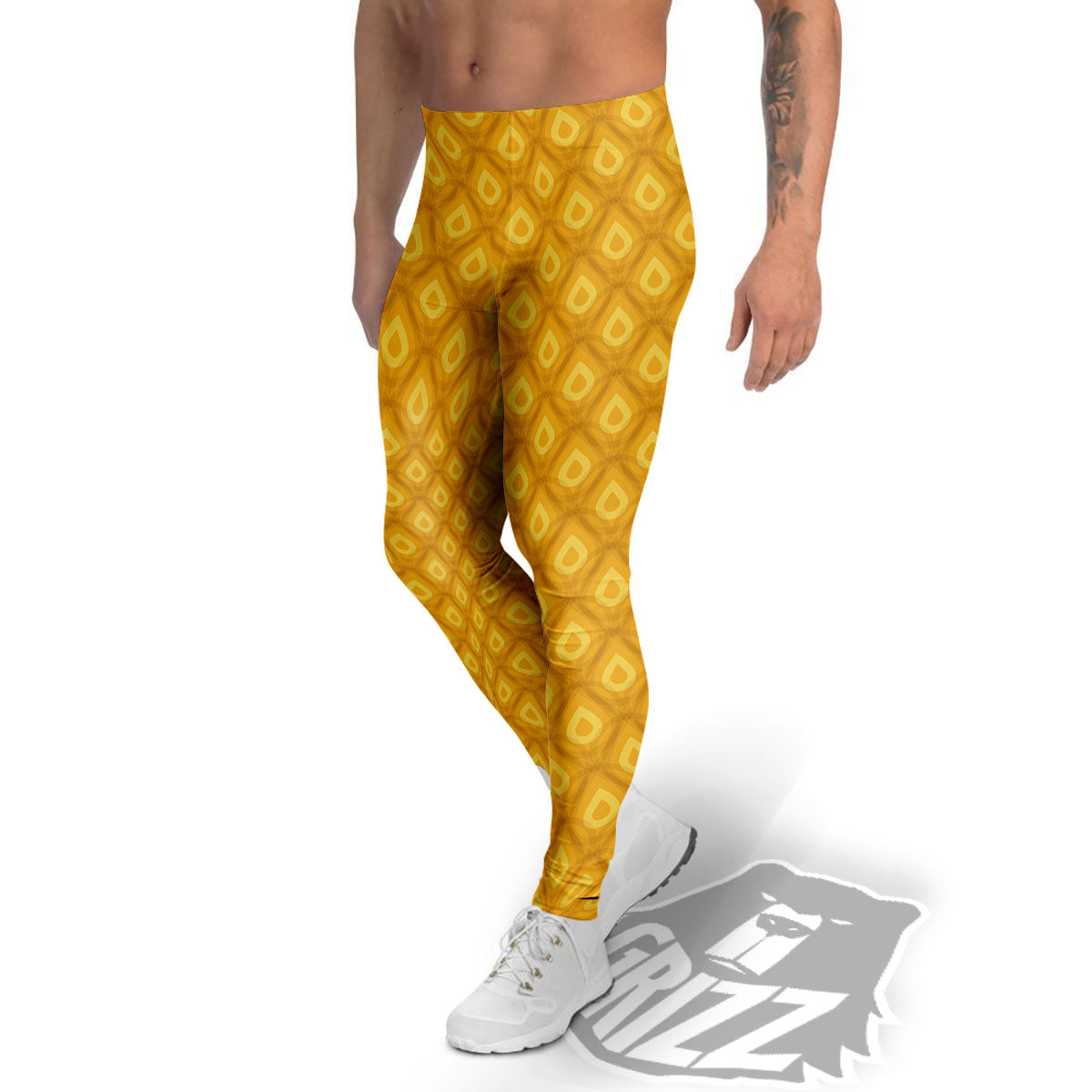 Texture Pineapple Print Pattern Men's Leggings-grizzshop