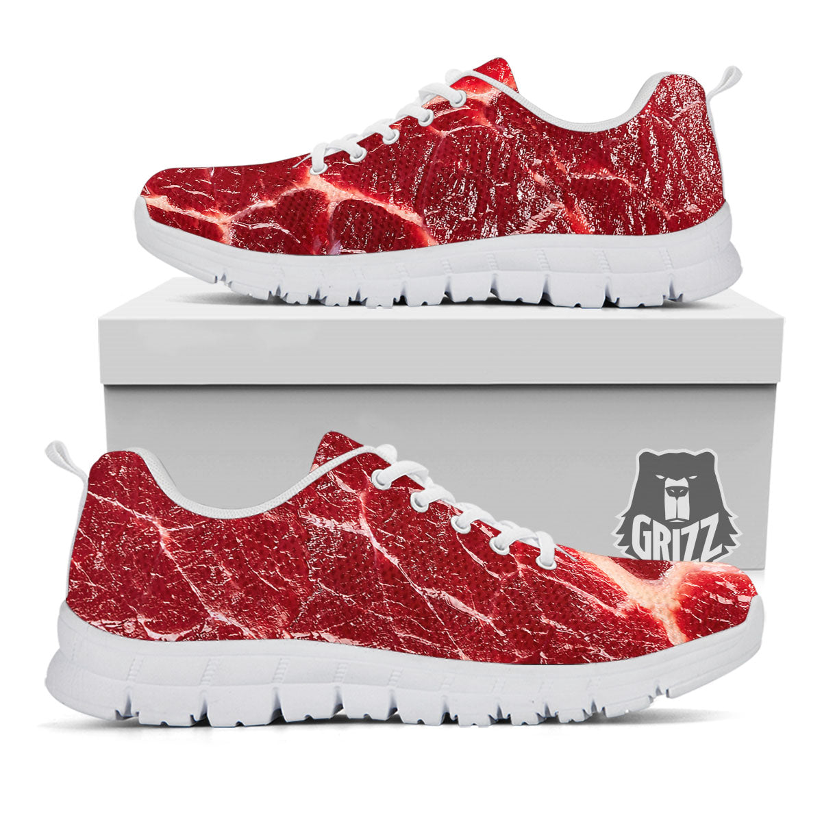 Texture Red Meat Print White Sneaker-grizzshop