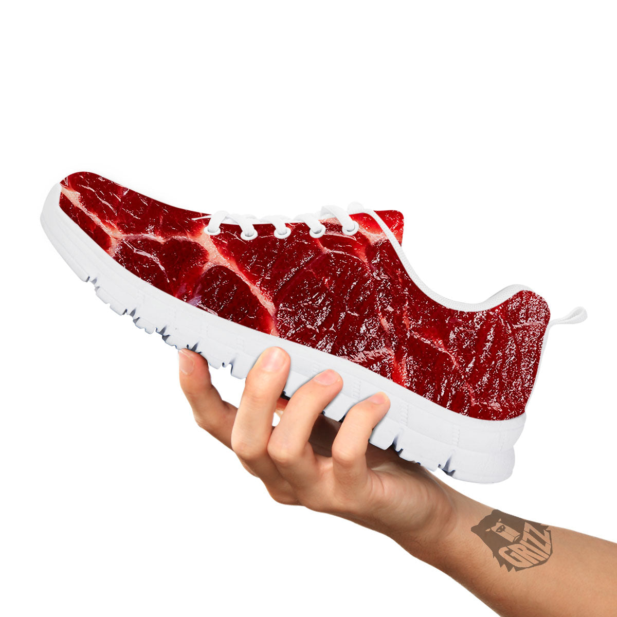 Texture Red Meat Print White Sneaker-grizzshop