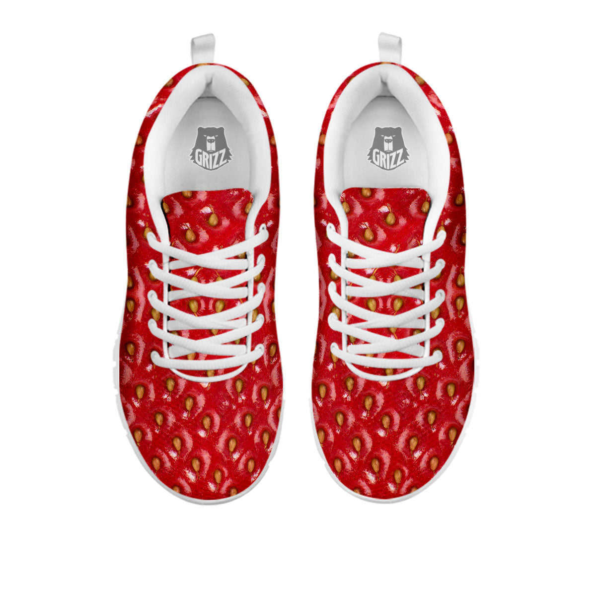 Texture Red Strawberry Print White Sneaker-grizzshop