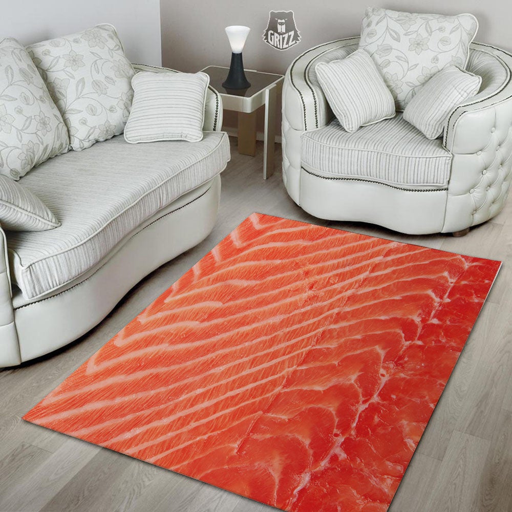 Texture Salmon Print Floor Mat-grizzshop