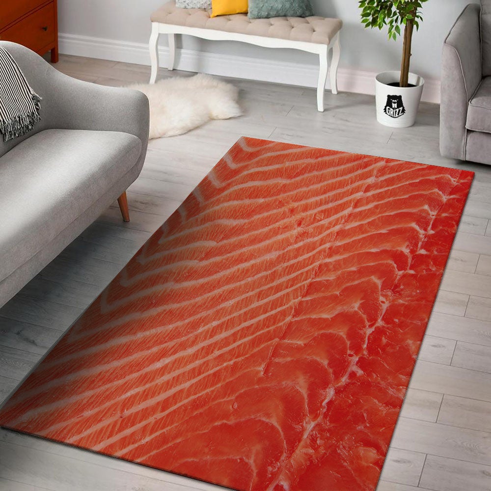Texture Salmon Print Floor Mat-grizzshop