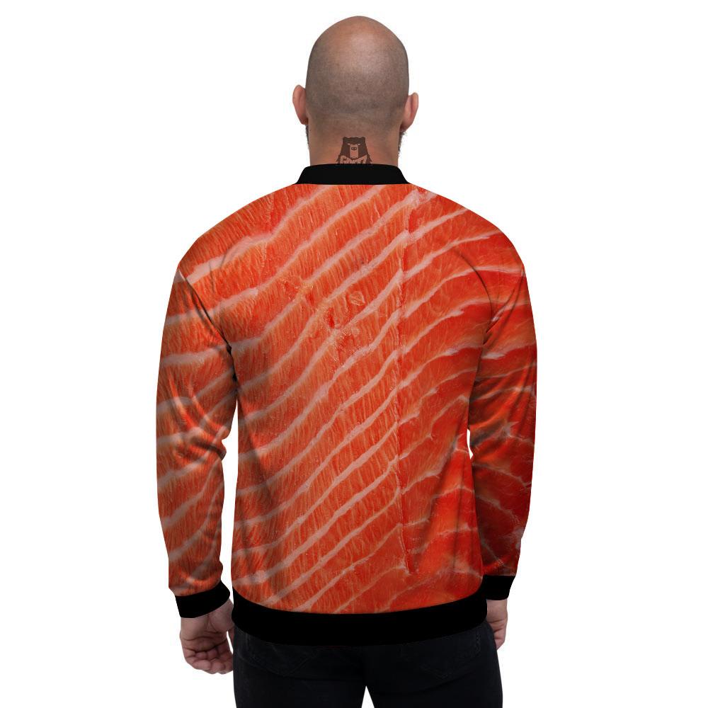 Texture Salmon Print Men's Bomber Jacket-grizzshop