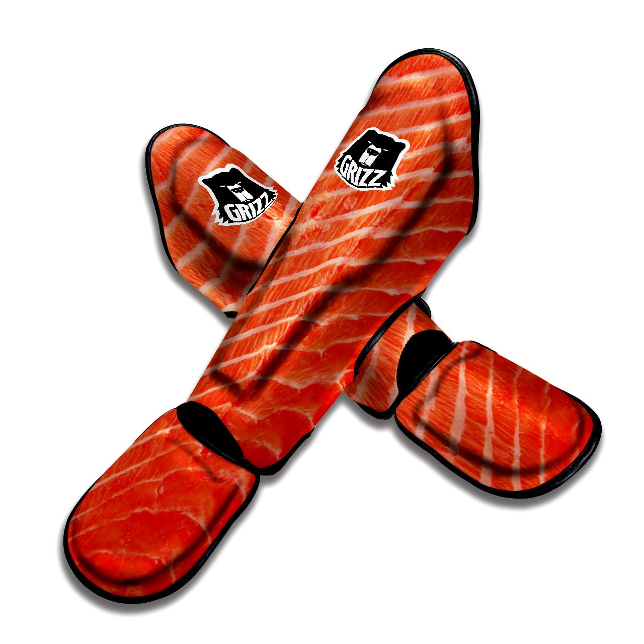 Texture Salmon Print Muay Thai Shin Guards-grizzshop