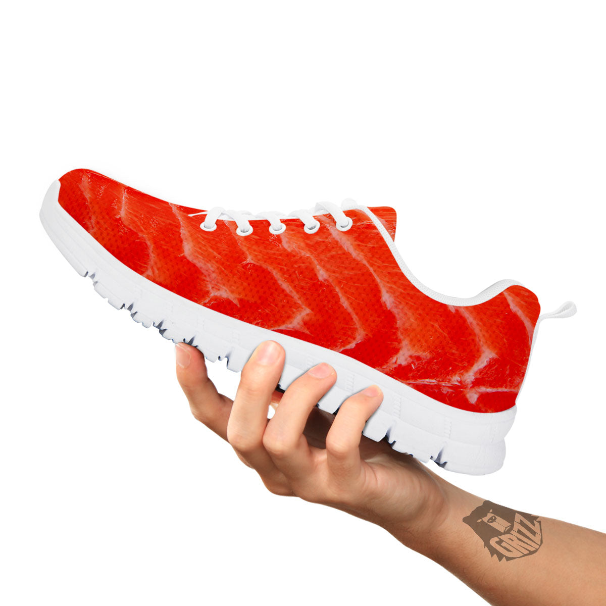 Texture Salmon Print White Sneaker-grizzshop
