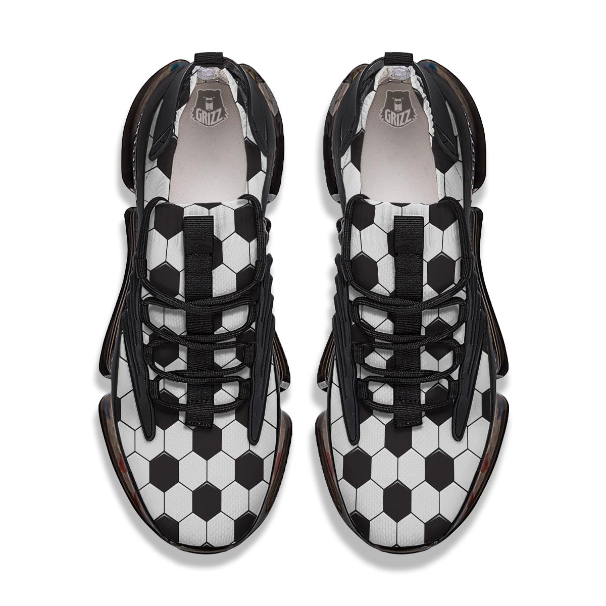 Texture Soccer Ball Print Pattern Black Gym Shoes-grizzshop