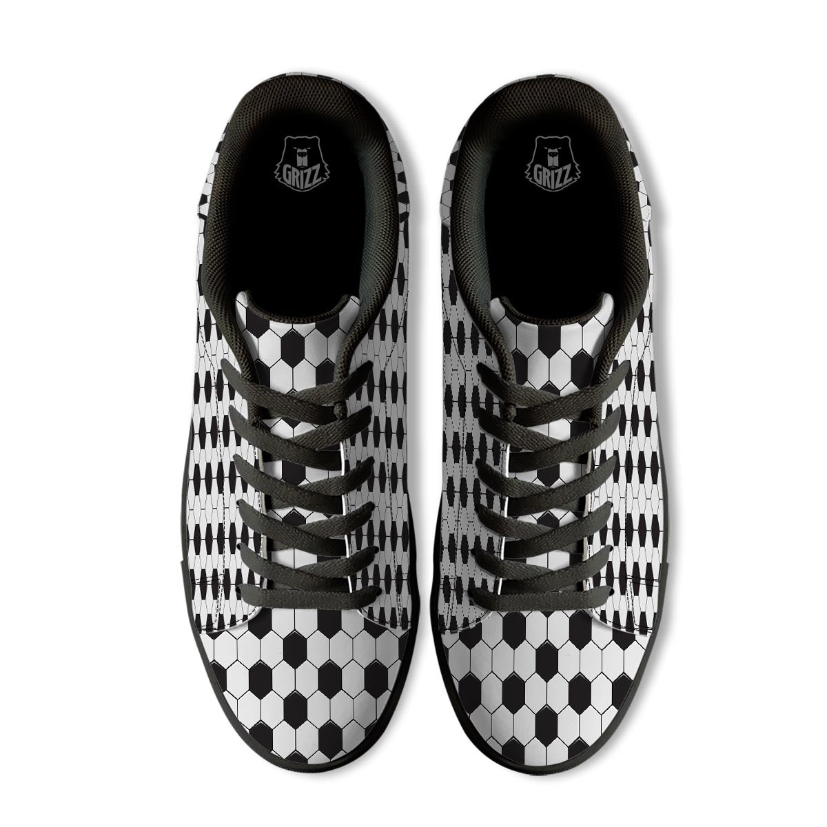 Texture Soccer Ball Print Pattern Black Low Top Sneakers-grizzshop