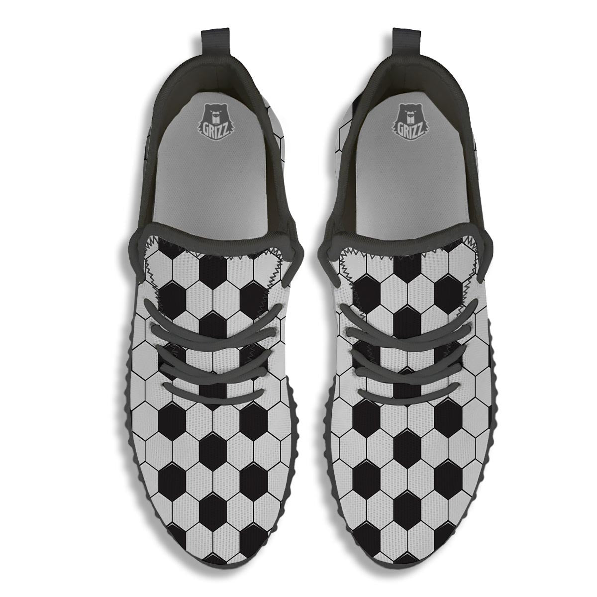 Texture Soccer Ball Print Pattern Black Walking Shoes-grizzshop