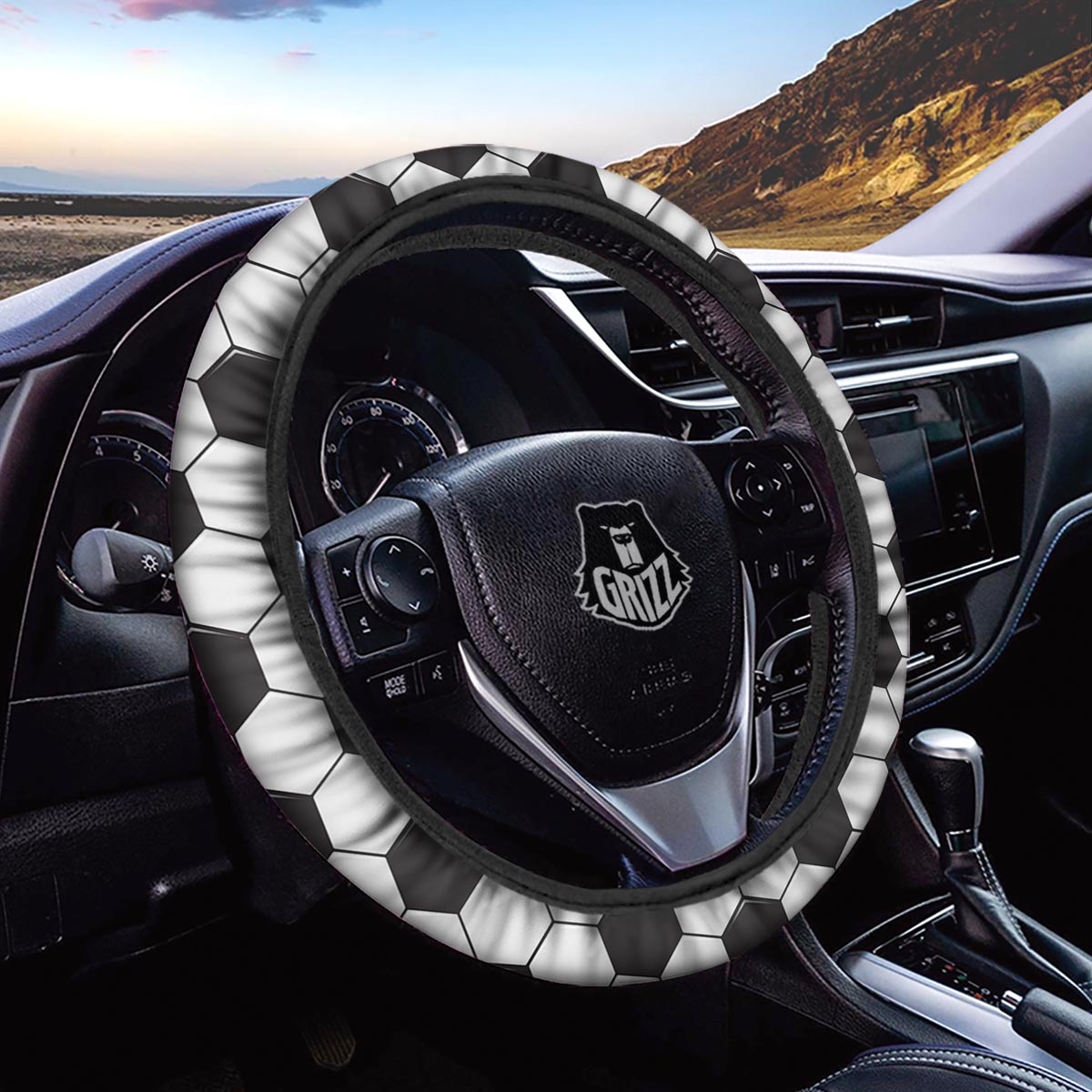 Texture Soccer Ball Print Pattern Car Steering Wheel Cover-grizzshop