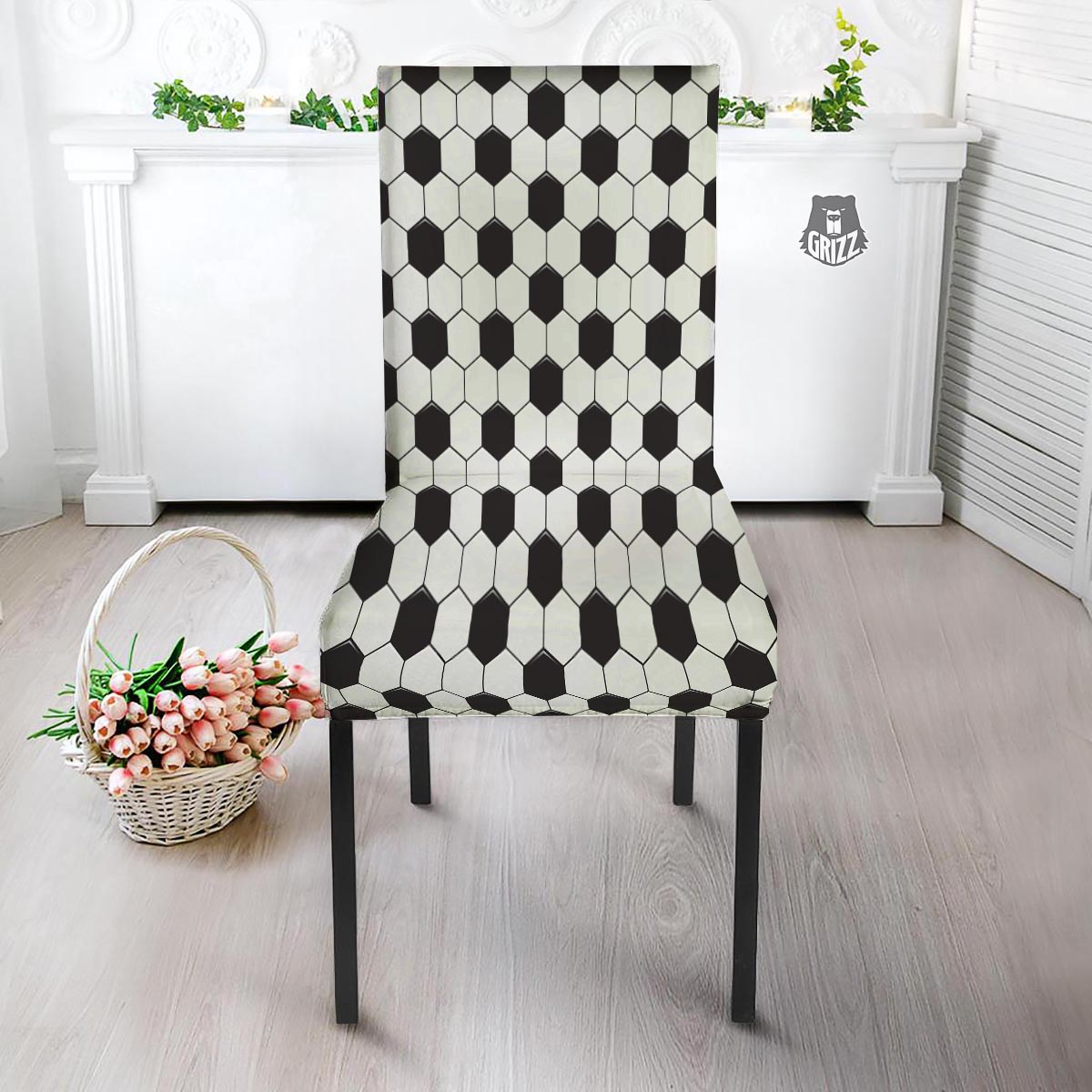 Texture Soccer Ball Print Pattern Dining Chair Slipcover-grizzshop