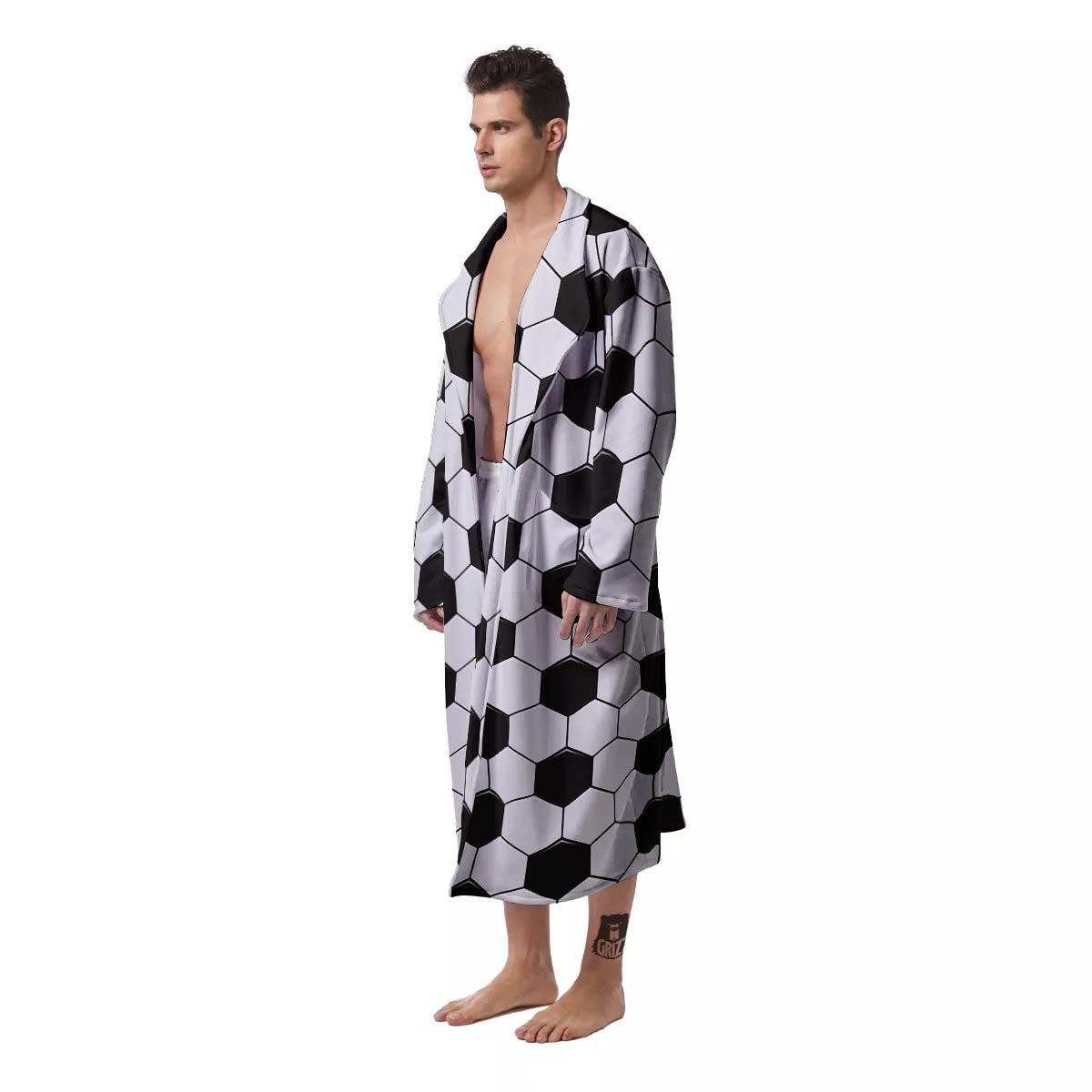 Texture Soccer Ball Print Pattern Men's Robe-grizzshop