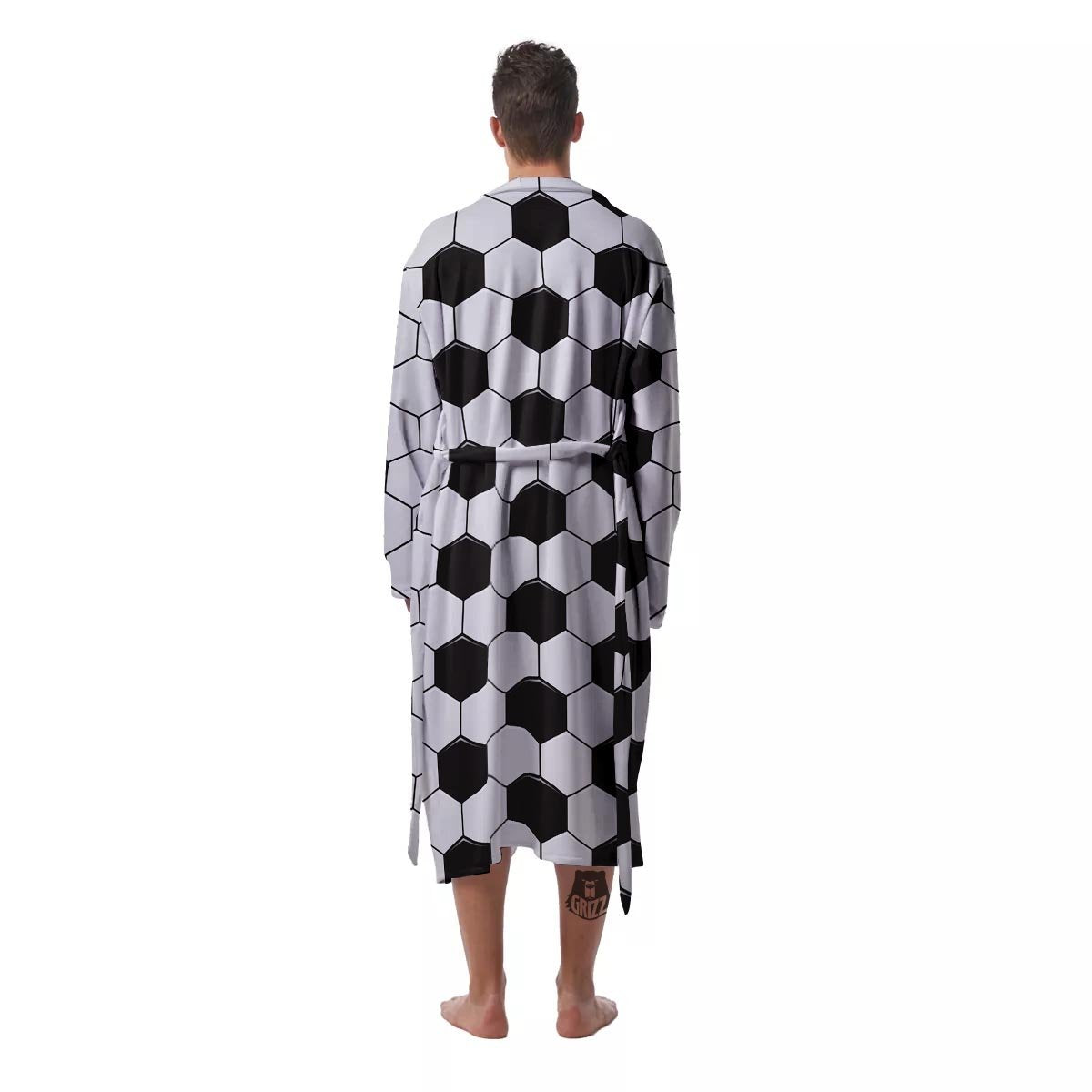 Texture Soccer Ball Print Pattern Men's Robe-grizzshop