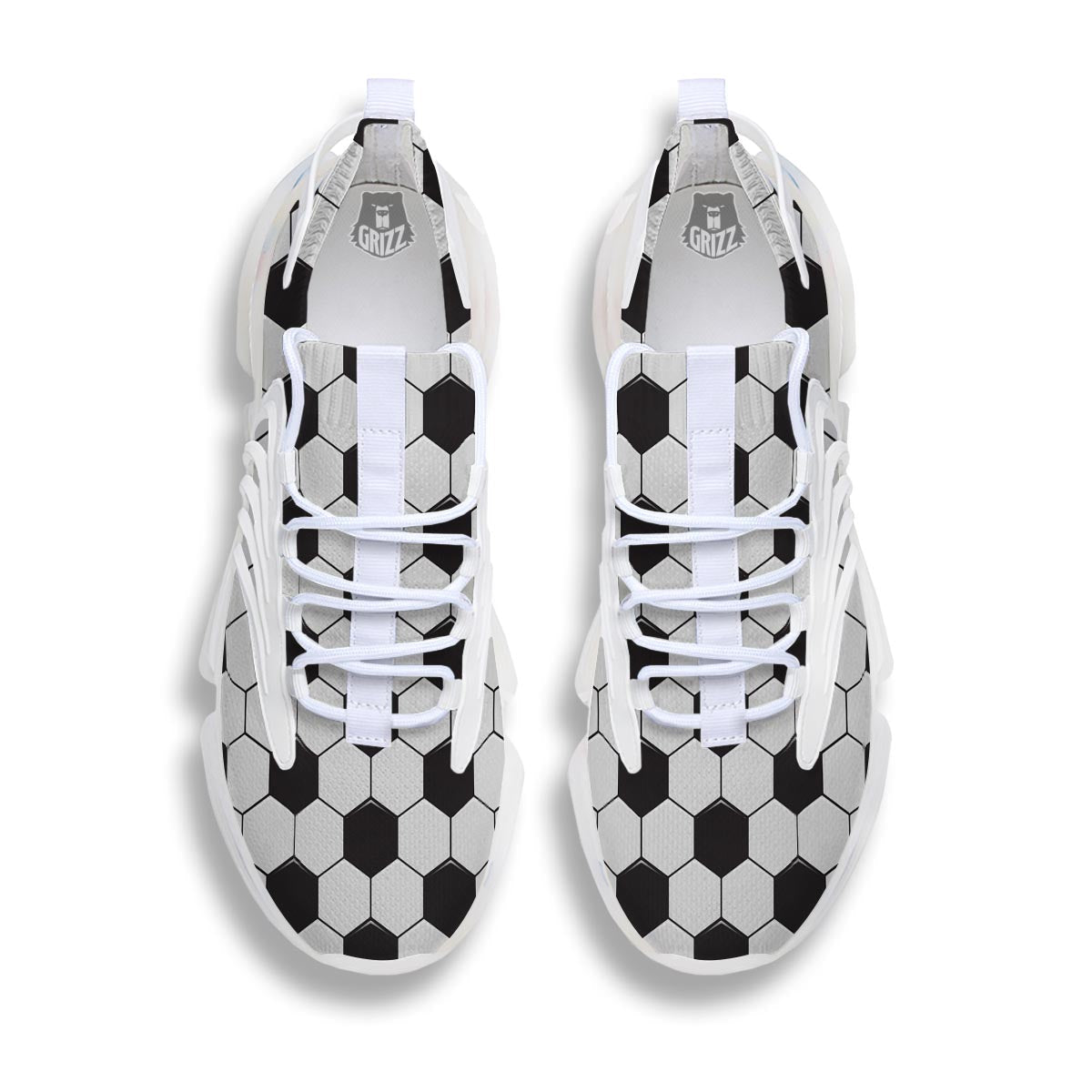 Texture Soccer Ball Print Pattern White Gym Shoes-grizzshop