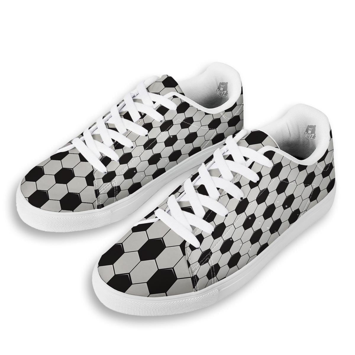Texture Soccer Ball Print Pattern White Low Top Sneakers-grizzshop