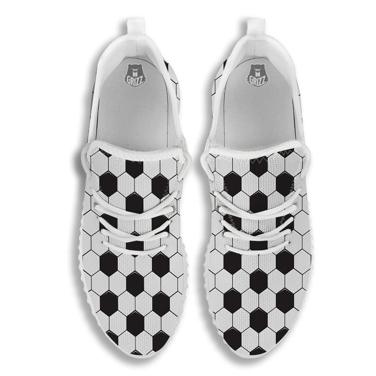 Texture Soccer Ball Print Pattern White Walking Shoes-grizzshop