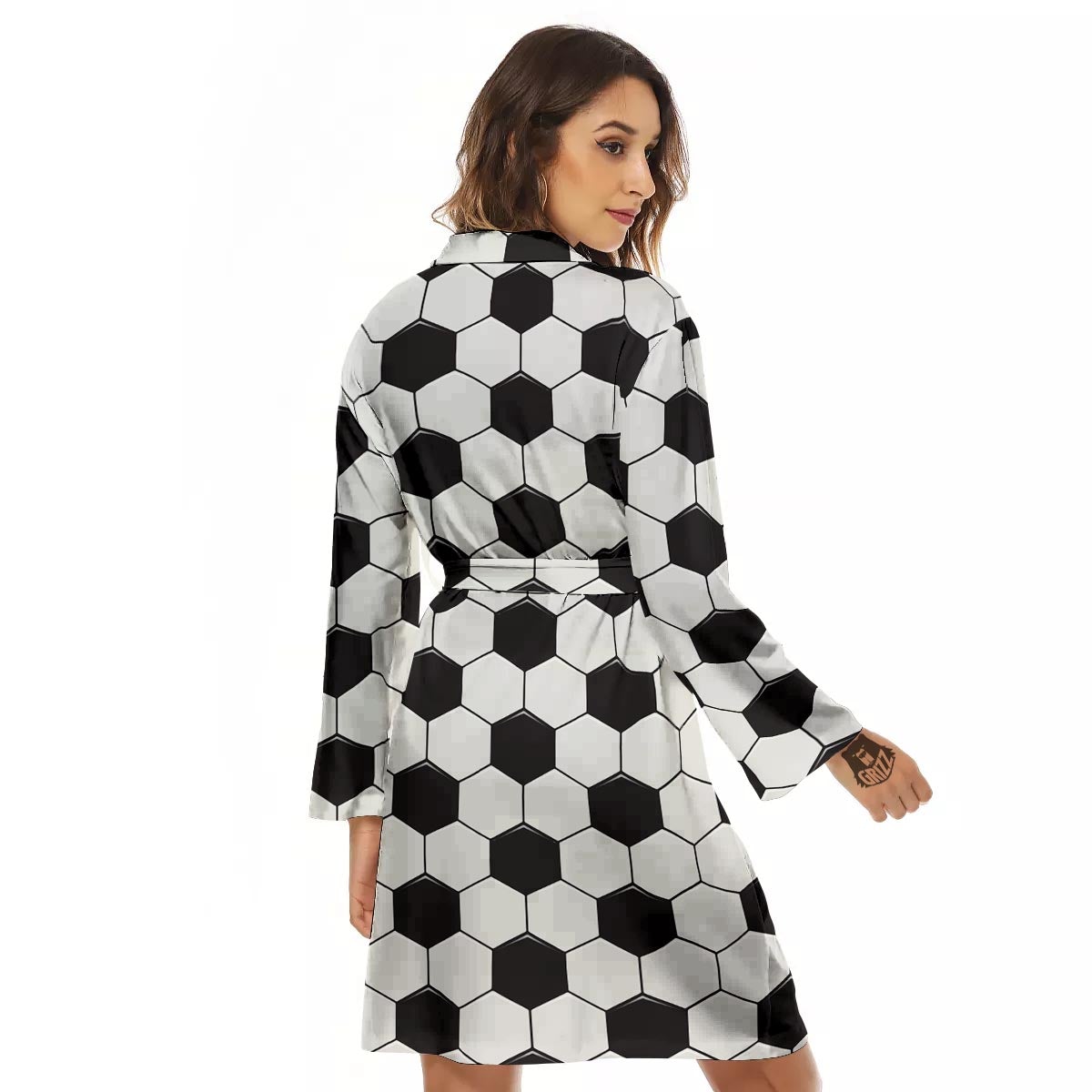 Texture Soccer Ball Print Pattern Women's Robe-grizzshop