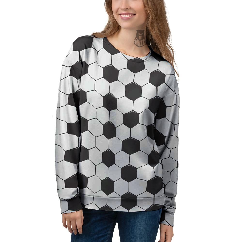 Texture Soccer Ball Print Pattern Women's Sweatshirt-grizzshop