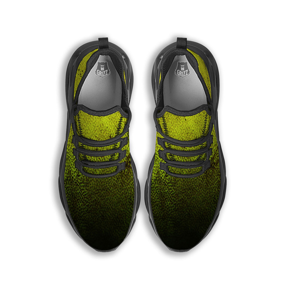 Texture Softball Ball Print Black Running Shoes-grizzshop