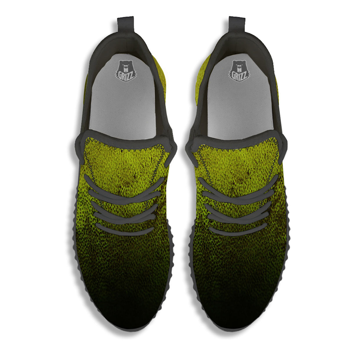 Texture Softball Ball Print Black Walking Shoes-grizzshop