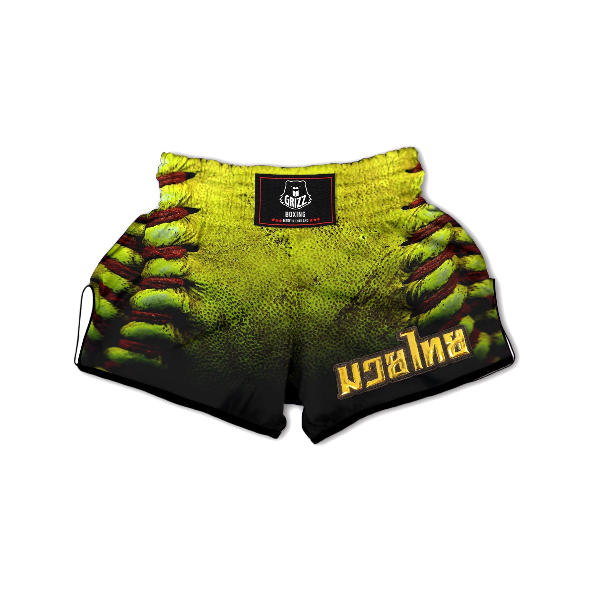 Texture Softball Ball Print Muay Thai Boxing Shorts-grizzshop