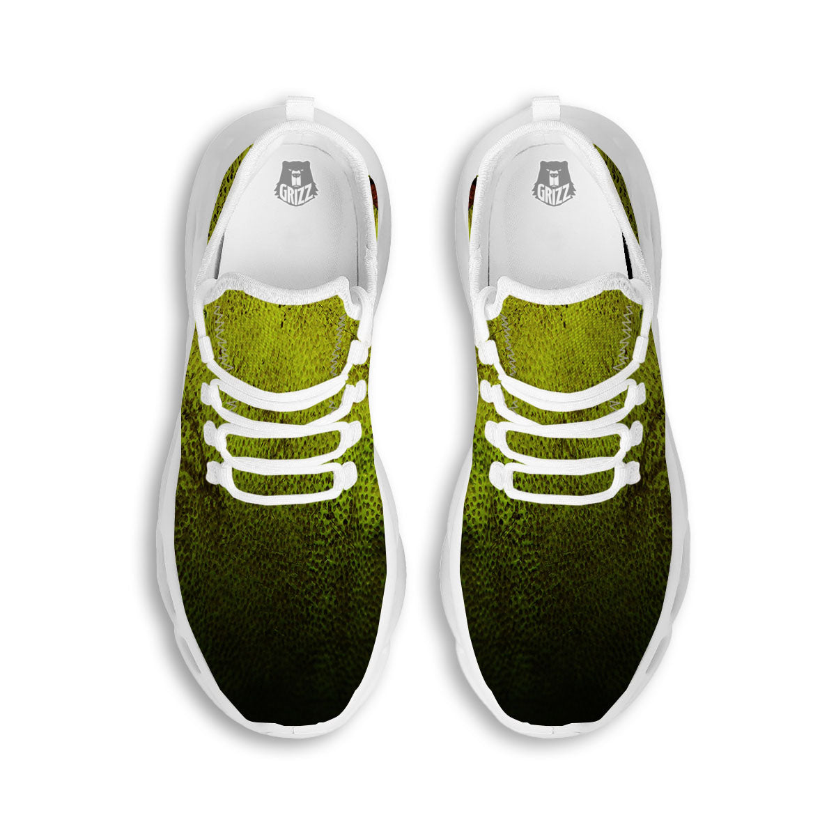 Texture Softball Ball Print White Running Shoes-grizzshop
