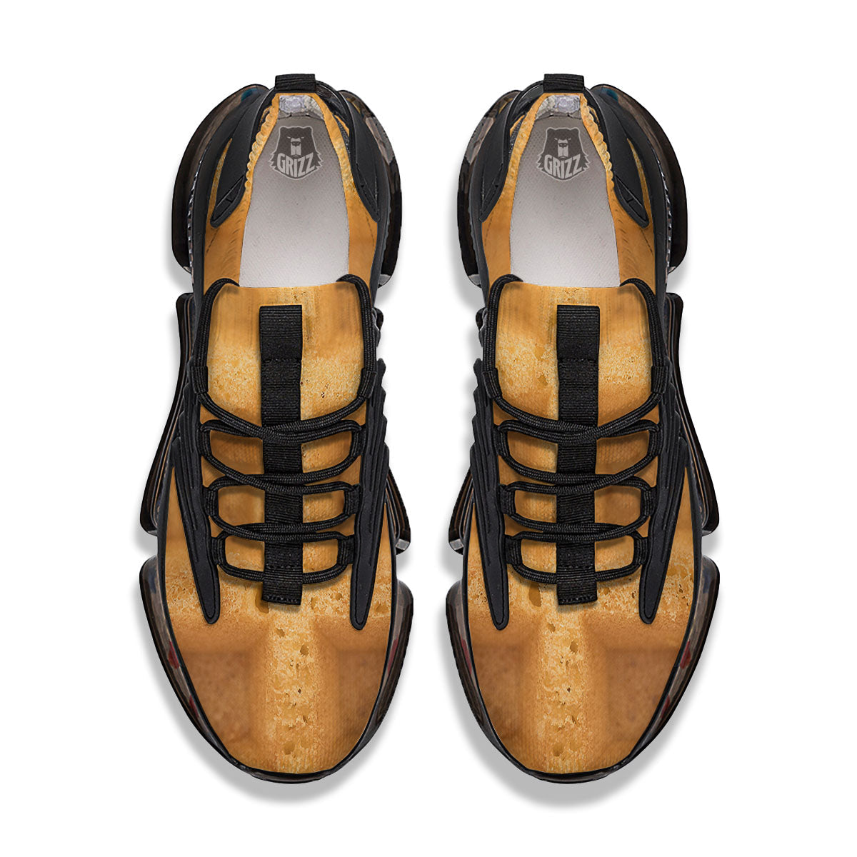 Texture Waffle Print Black Gym Shoes-grizzshop