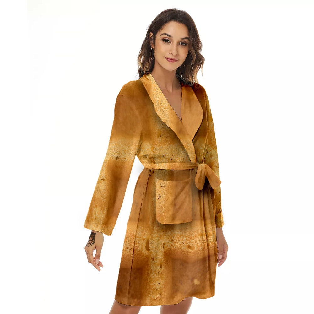 Texture Waffle Print Women's Robe-grizzshop