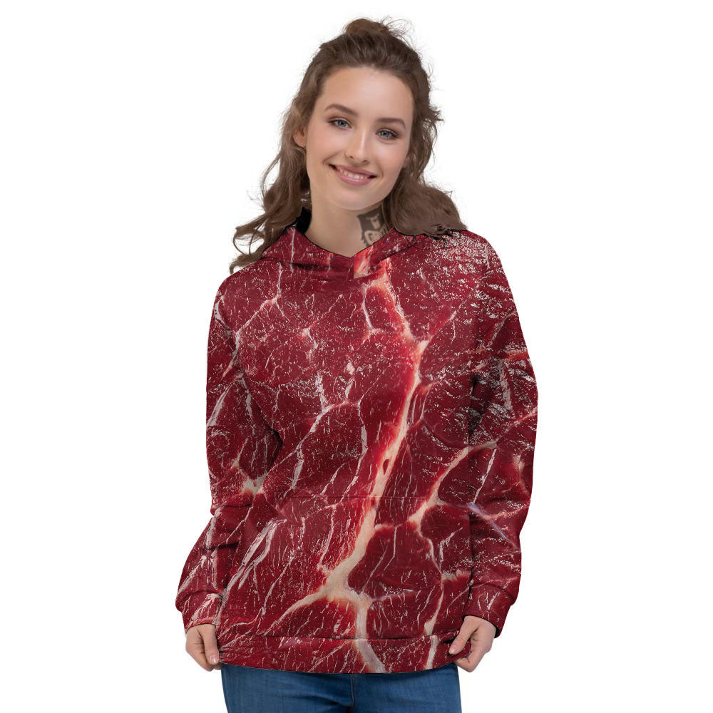 Texture Red Meat Print Women's Hoodie-grizzshop