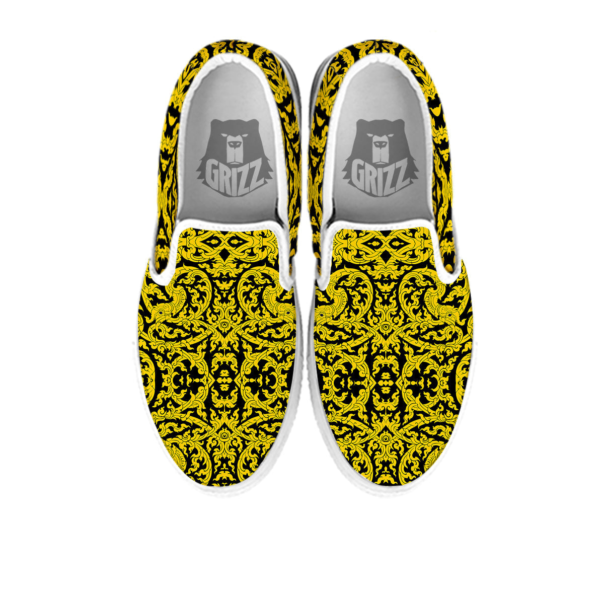Thai Art Old Style Print Pattern White Slip On Shoes-grizzshop