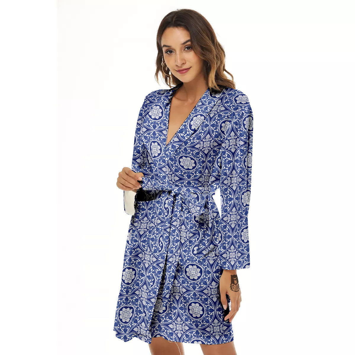 Thai Ethnic Print Pattern Women's Robe-grizzshop