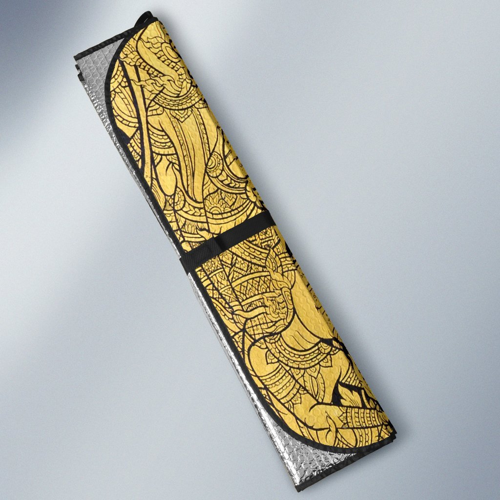 Thai Golden Elephant Print Car Sun Shade-grizzshop