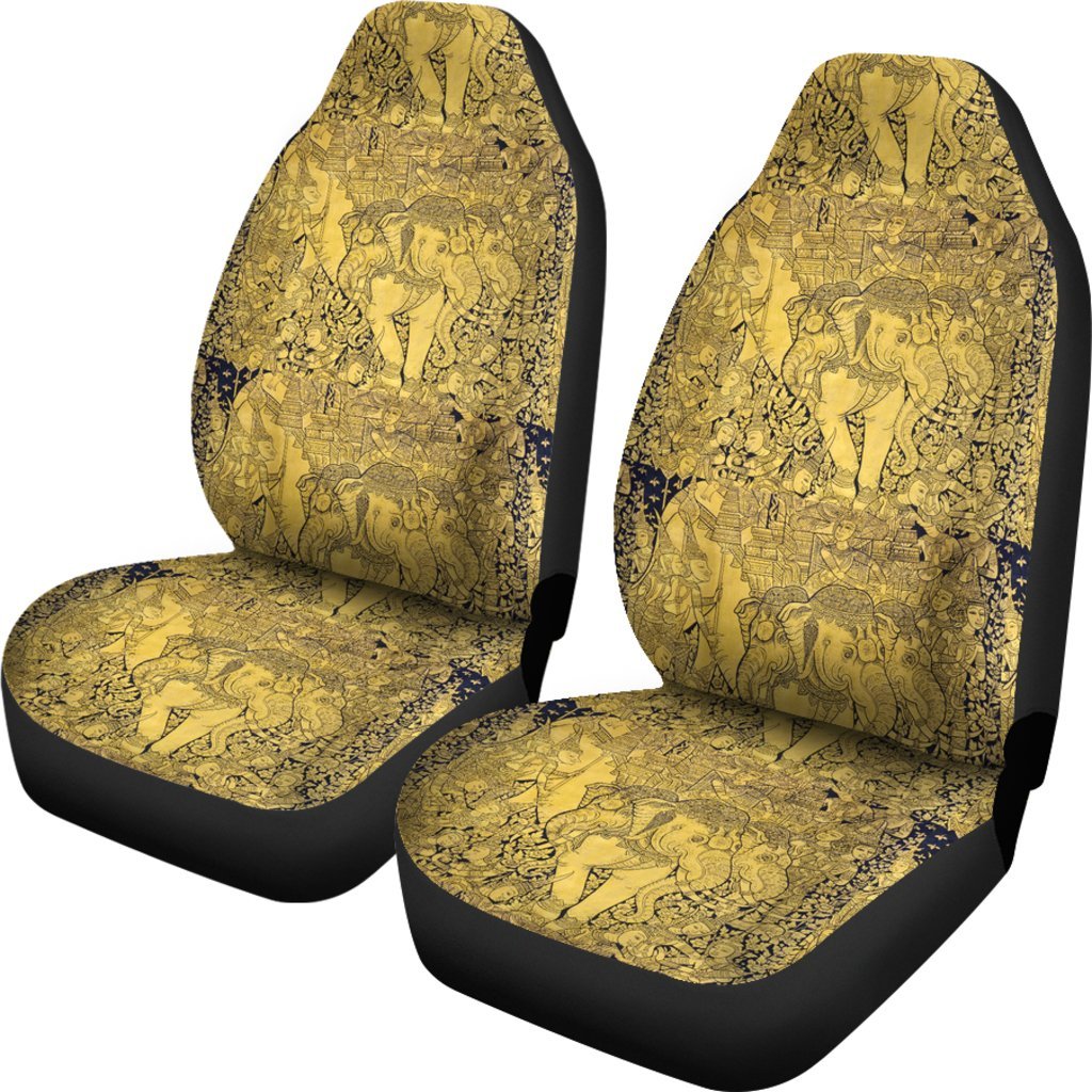 Thai Golden Elephant Print Universal Fit Car Seat Cover-grizzshop