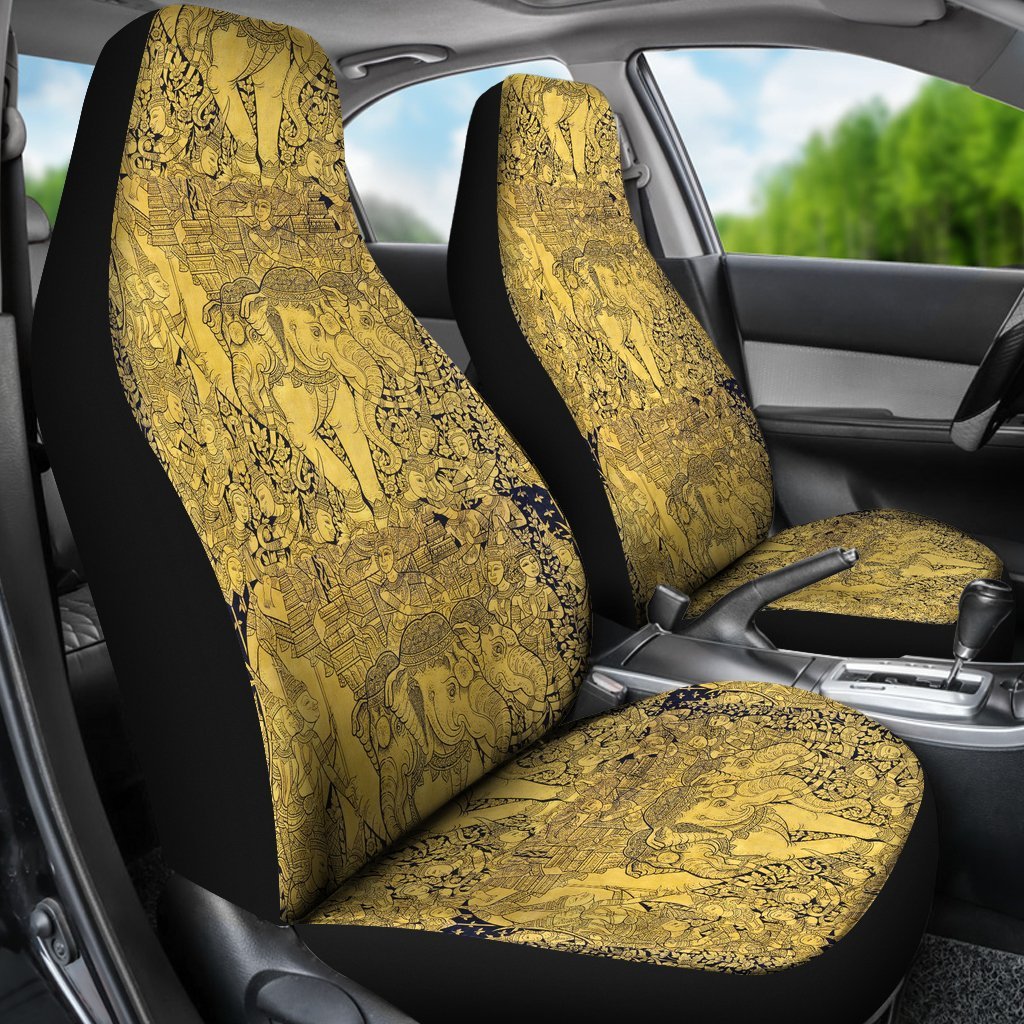 Thai Golden Elephant Print Universal Fit Car Seat Cover-grizzshop