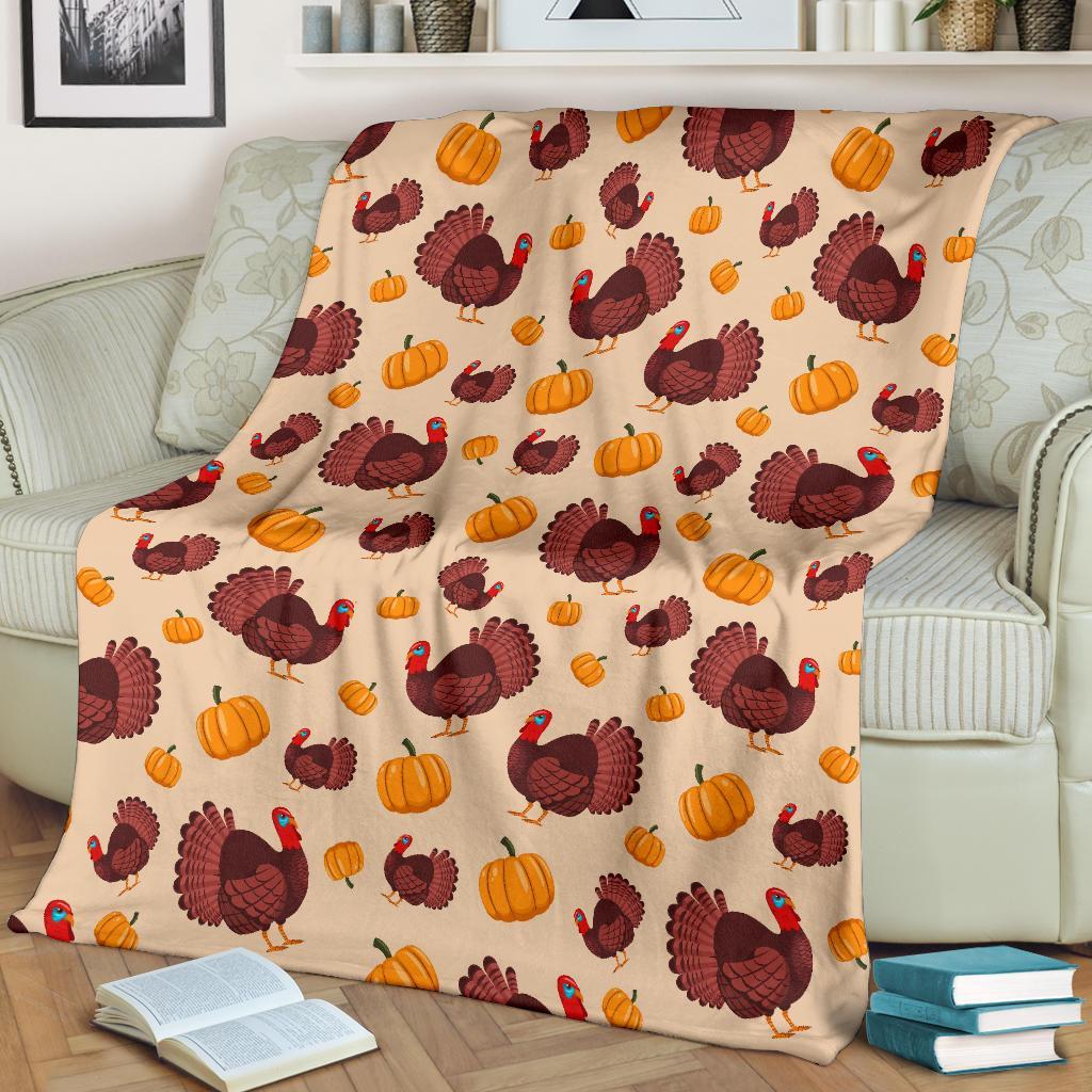 Thankgiving Turkey Pattern Print Blanket-grizzshop