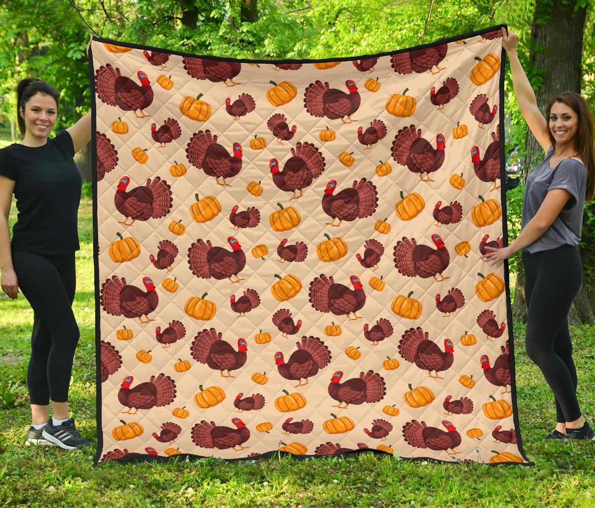 Thankgiving Turkey Pattern Print Quilt-grizzshop