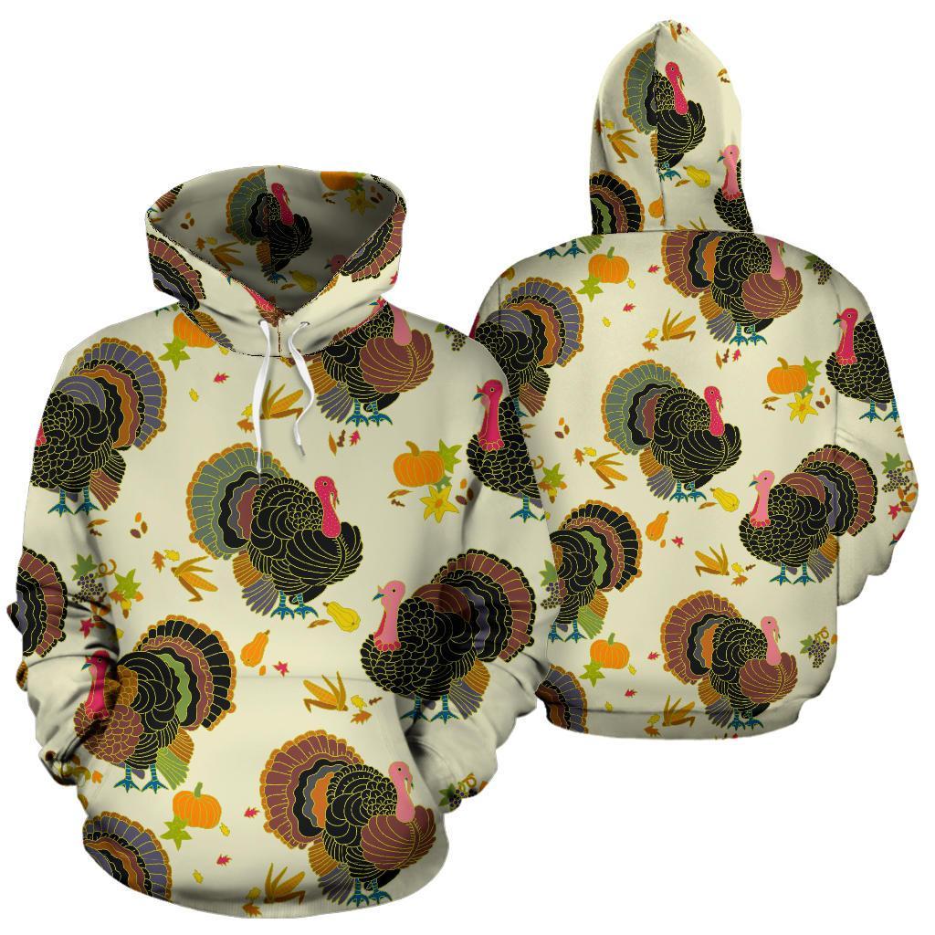 Thankgiving Turkey Print Pattern Men Women Pullover Hoodie-grizzshop