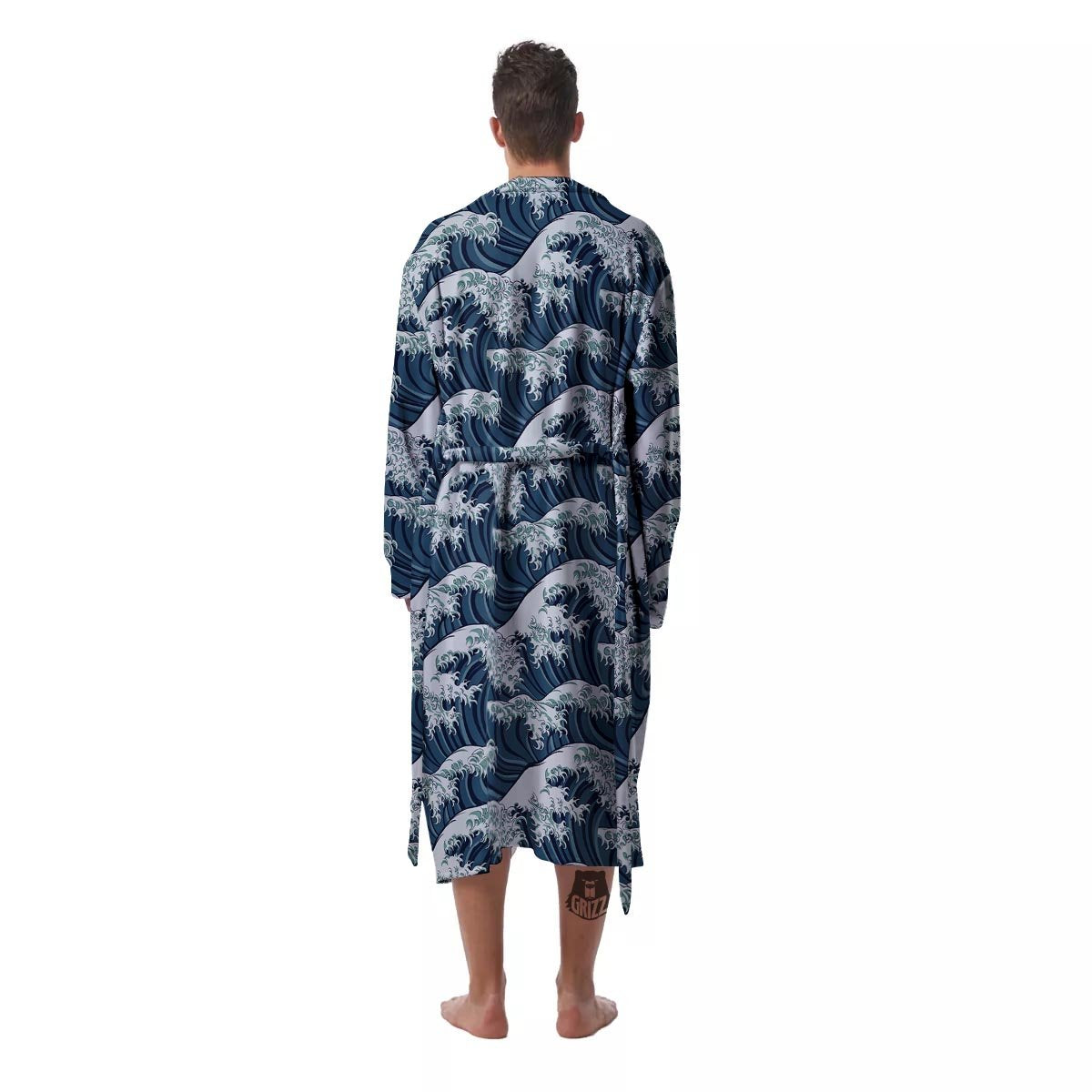 The Great Kanagawa Wave Print Pattern Men's Robe-grizzshop