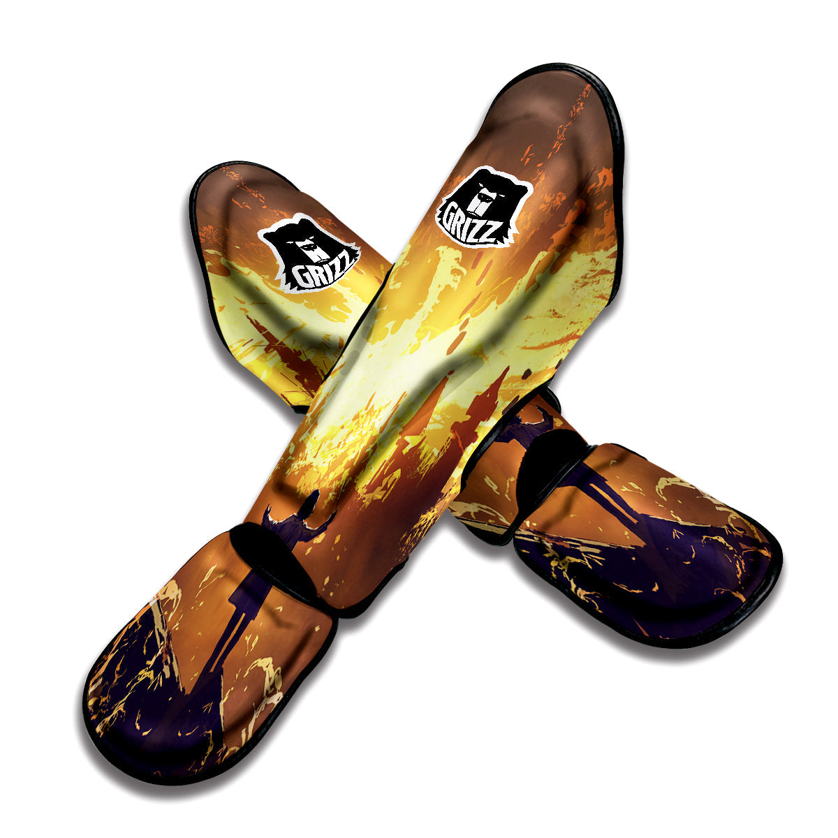The Man And Phoenix Print Muay Thai Shin Guards-grizzshop