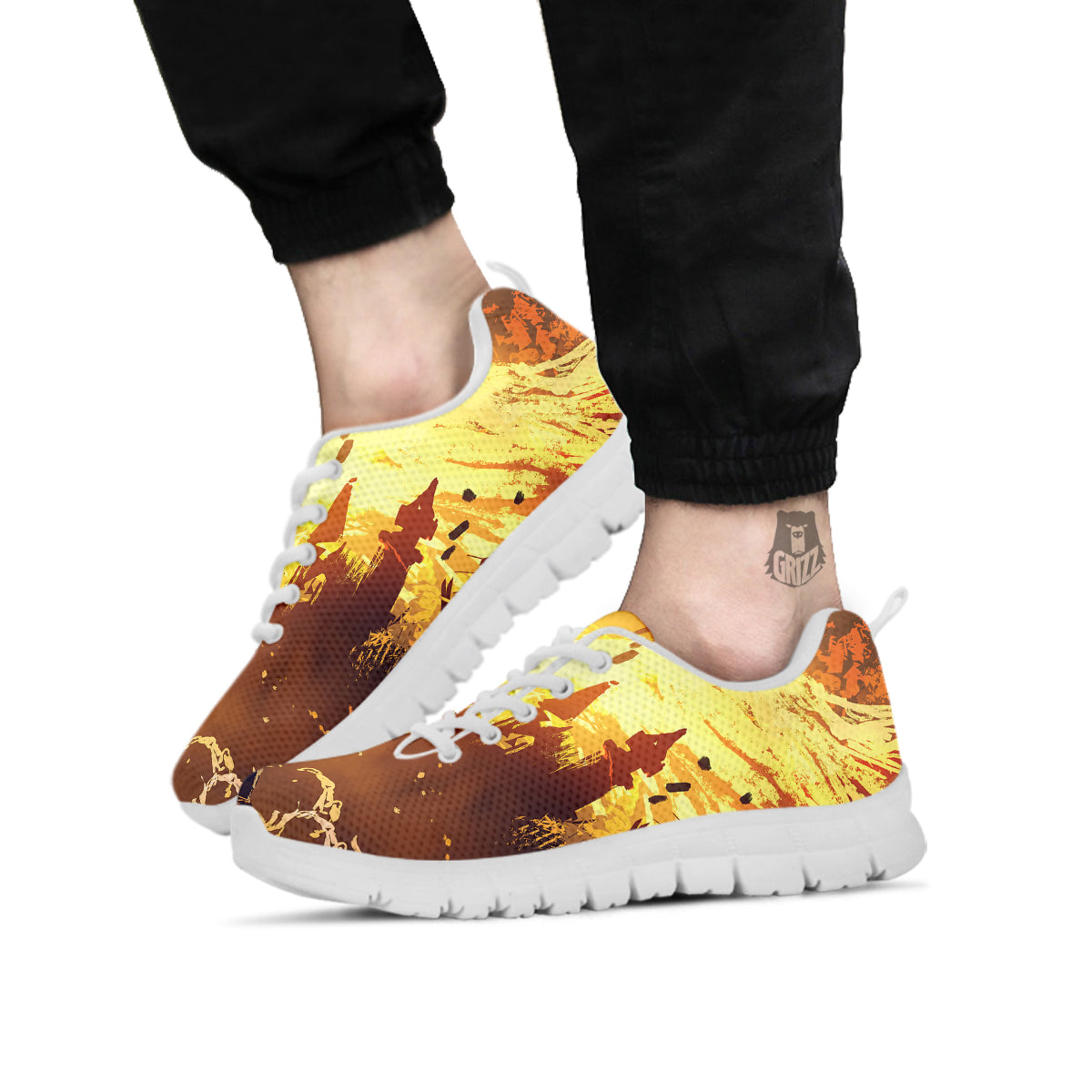 The Man And Phoenix Print White Sneaker-grizzshop