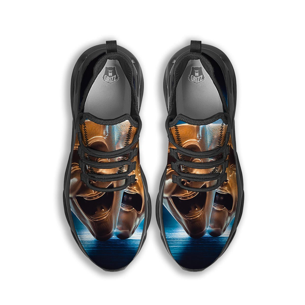 The Theatre Masks Sock And Buskin Black Running Shoes-grizzshop