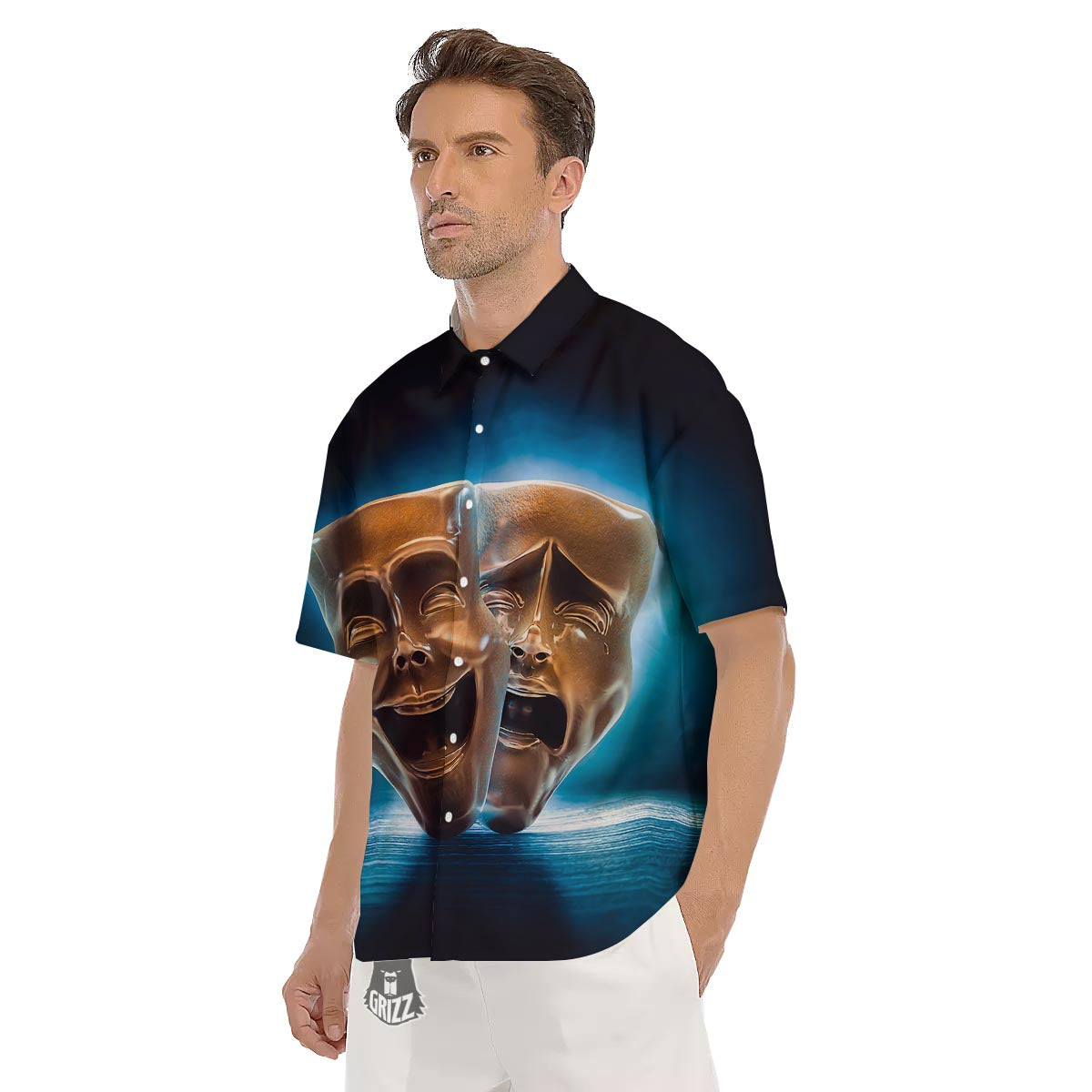 The Theatre Masks Sock And Buskin Men's Short Sleeve Shirts-grizzshop