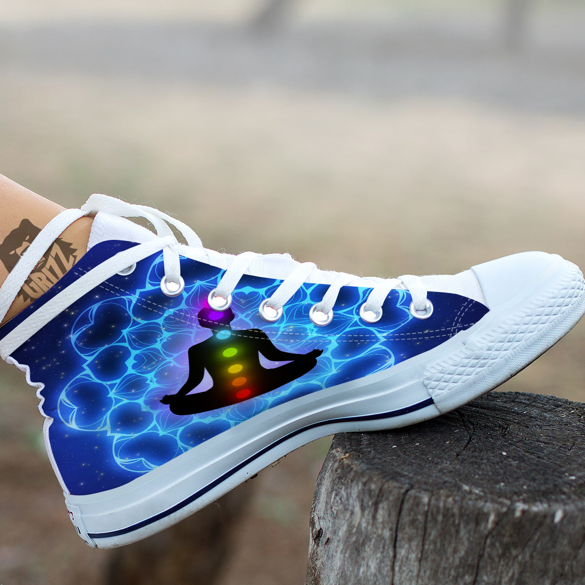 The Universe Chakras Print White High Top Shoes-grizzshop