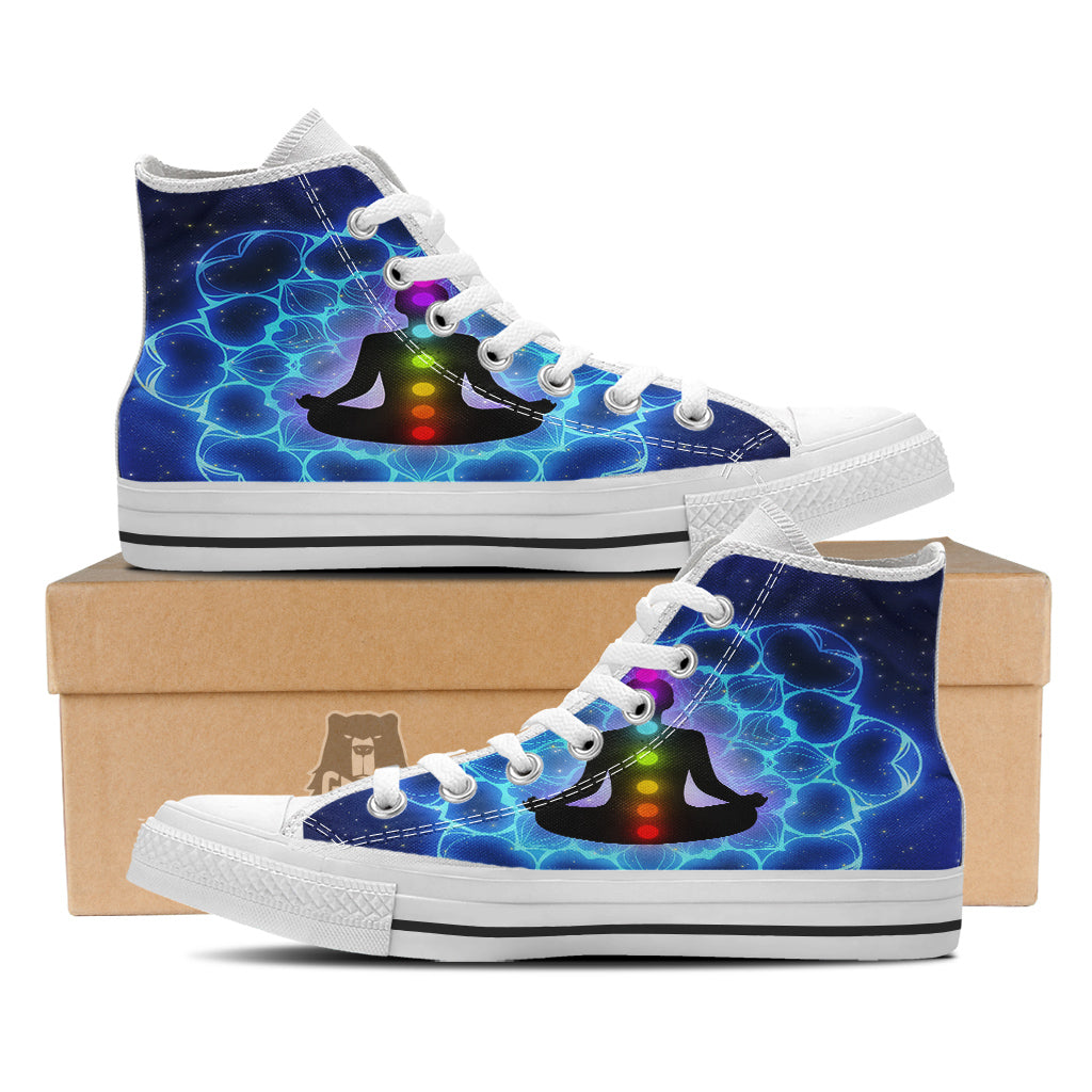 The Universe Chakras Print White High Top Shoes-grizzshop