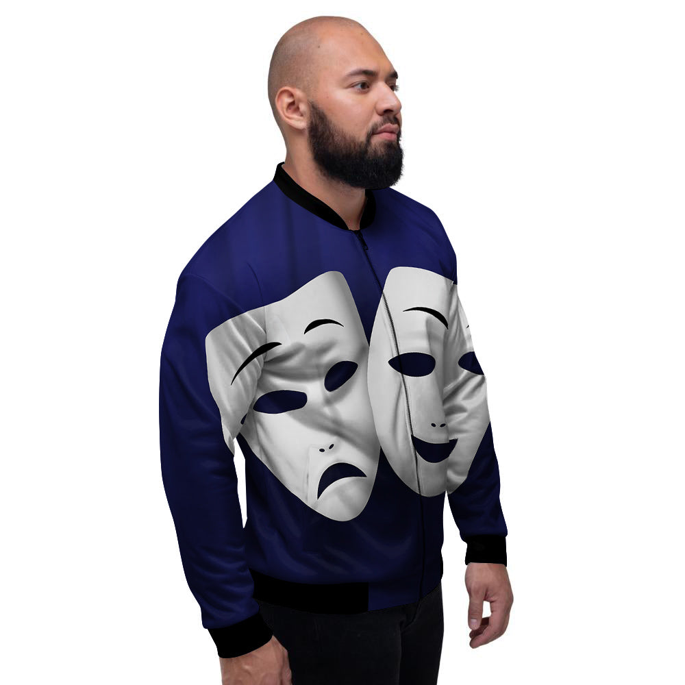 Theater Masks Tragedy And Comedy Print Men's Bomber Jacket-grizzshop