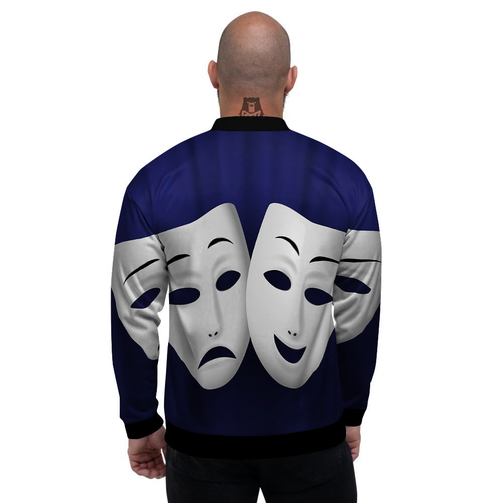 Theater Masks Tragedy And Comedy Print Men's Bomber Jacket-grizzshop