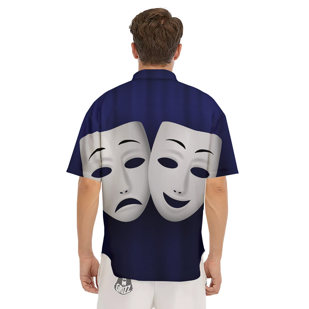 Theater Masks Tragedy And Comedy Print Men's Short Sleeve Shirts-grizzshop