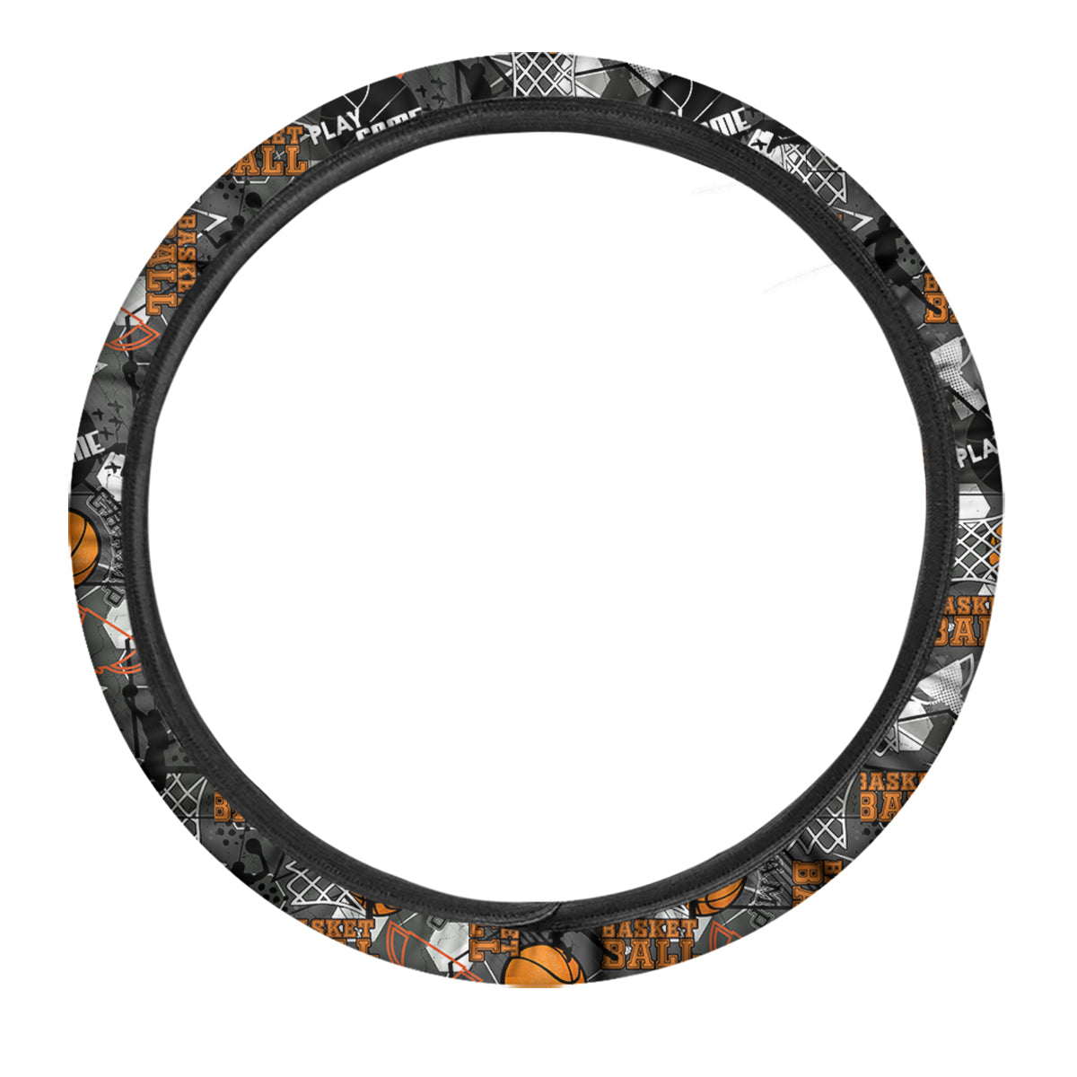 Theme Basketball Print Pattern Car Steering Wheel Cover-grizzshop