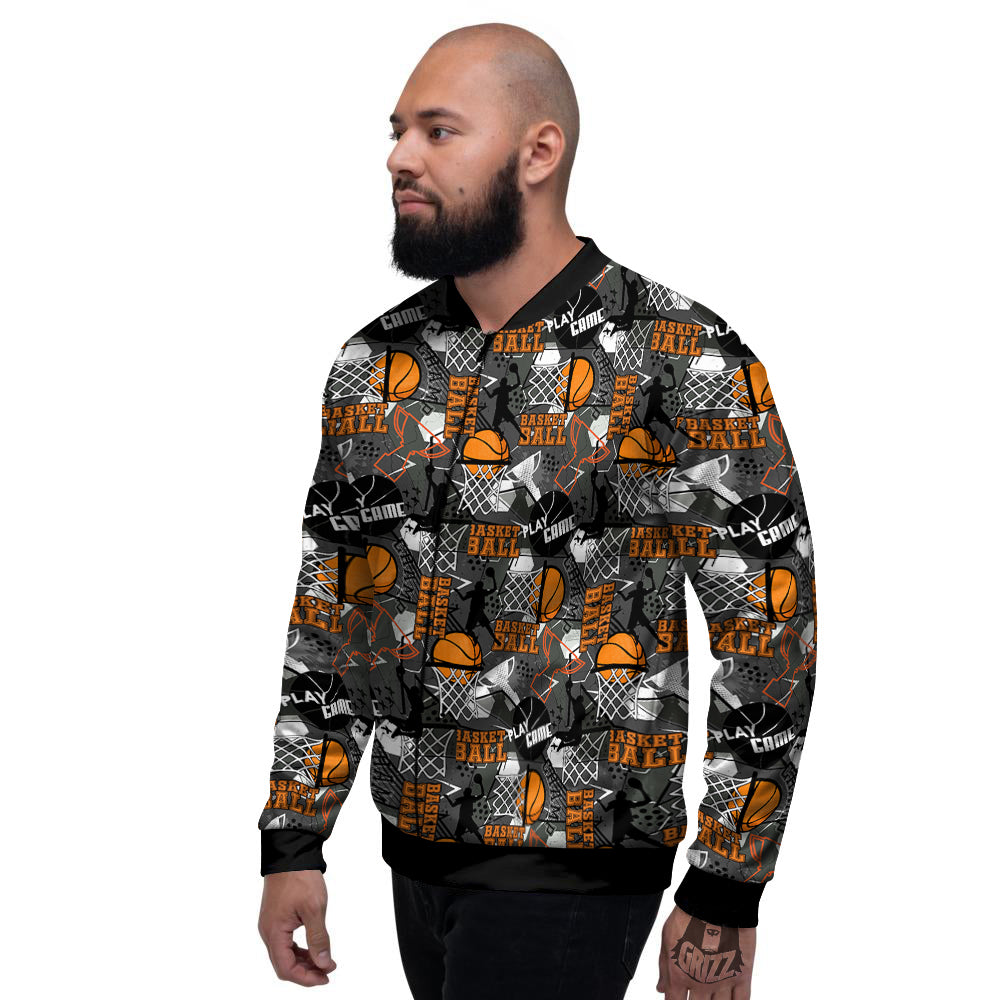 Theme Basketball Print Pattern Men's Bomber Jacket-grizzshop