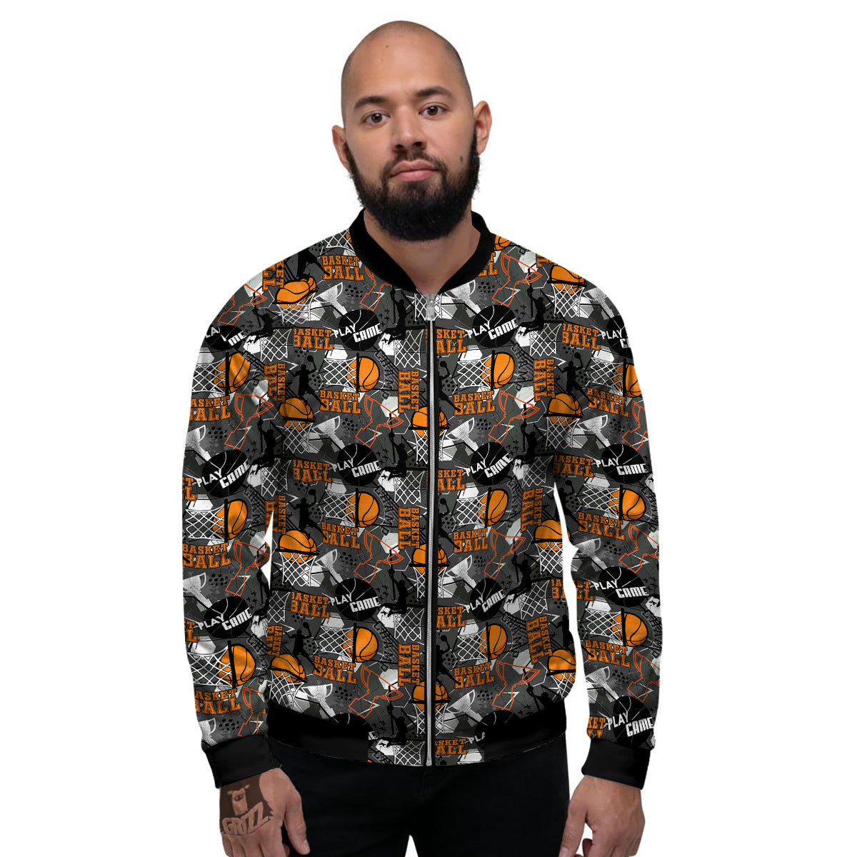 Theme Basketball Print Pattern Men's Bomber Jacket-grizzshop