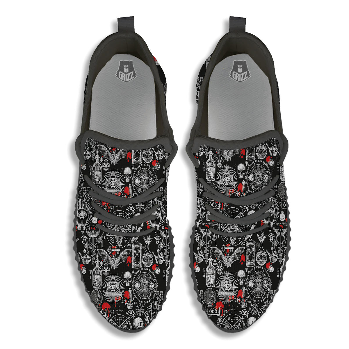 Theme Of Satanism Print Pattern Black Walking Shoes-grizzshop
